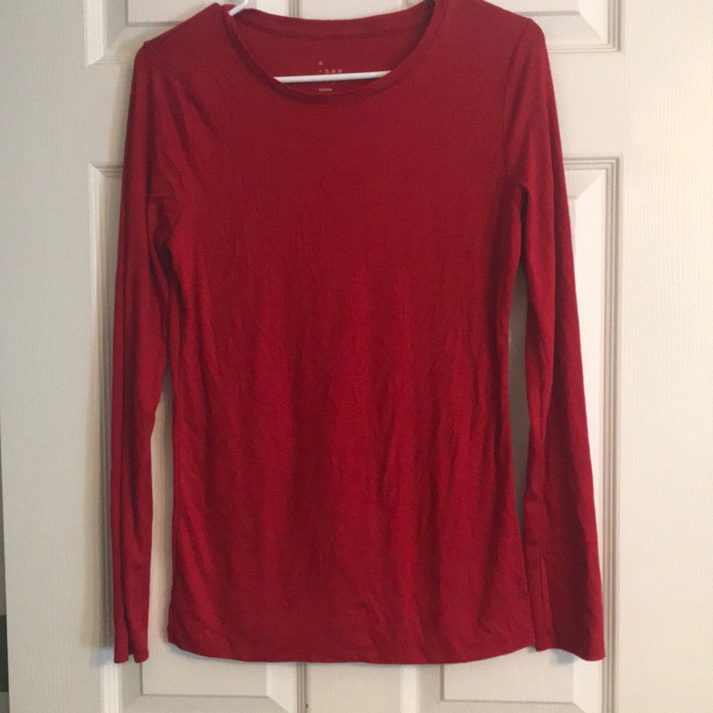 Red long-sleeve shirt